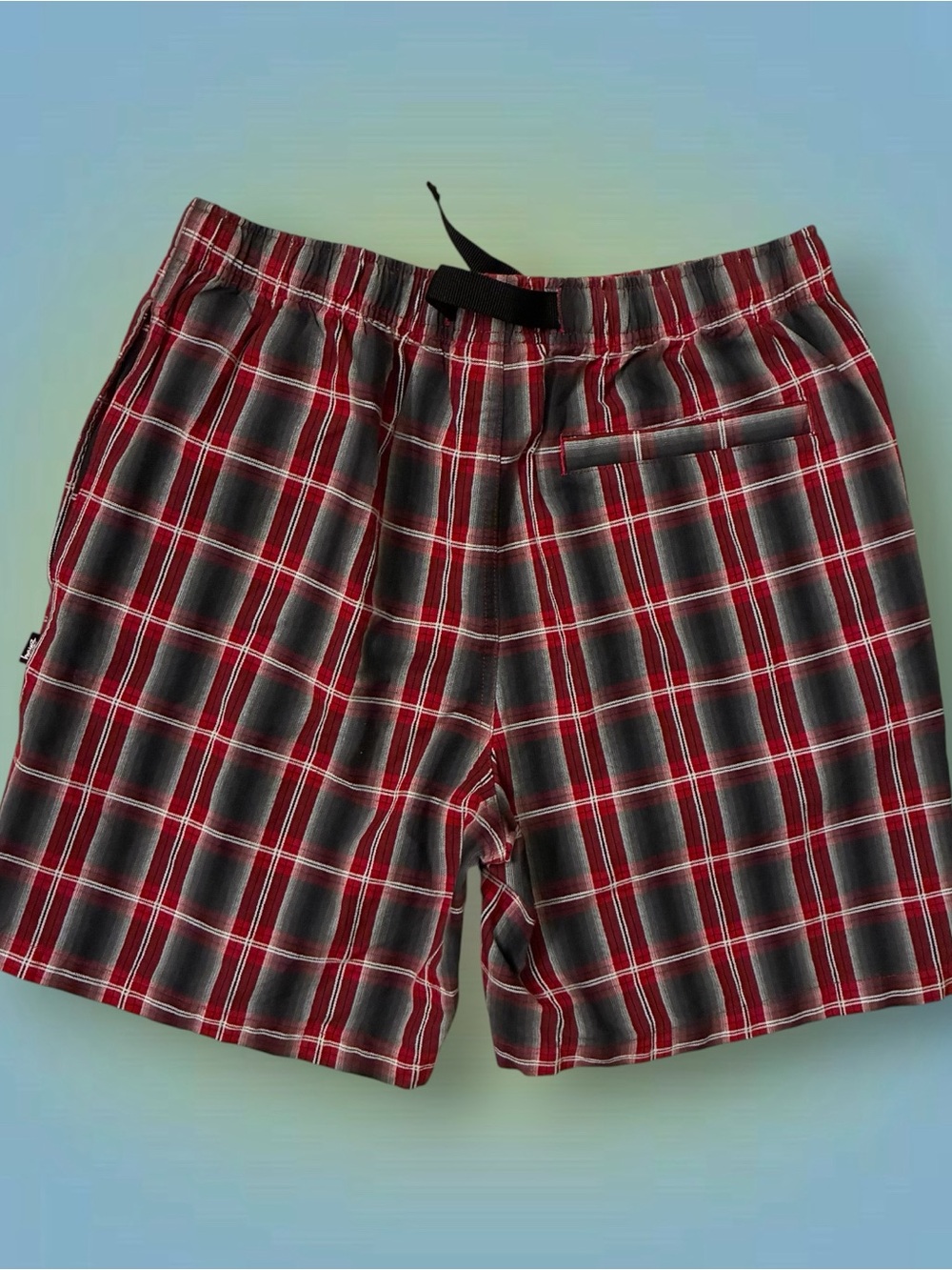 Stussy Red and Black Plaid Men's Shorts